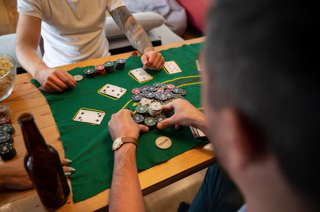 Sakong card game table interface showing player positions and card layout